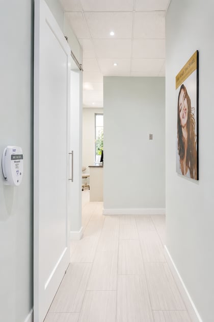 Bright hallway leading to the treatment rooms