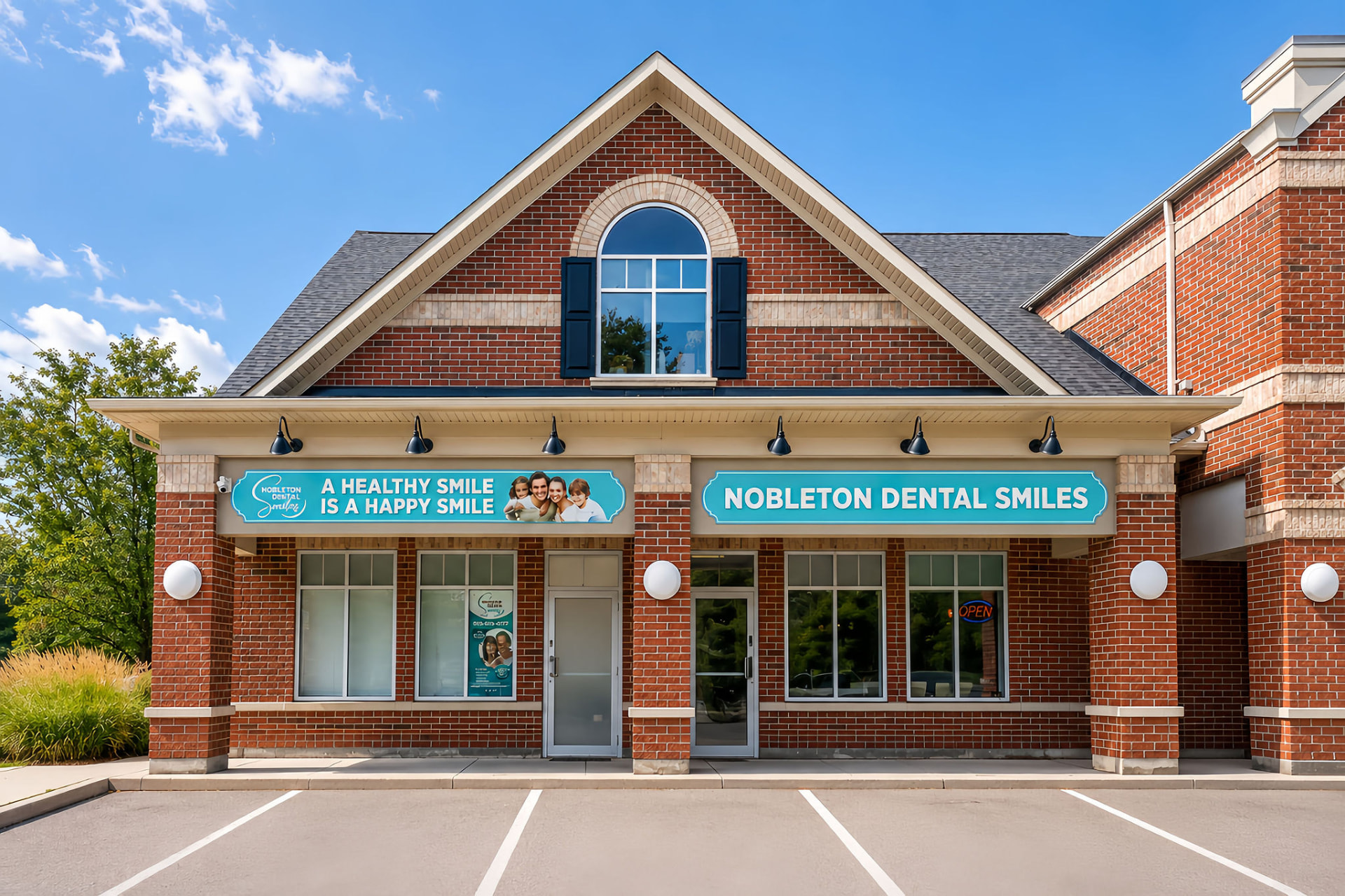 Exterior front entrance of the Nobleton Dental Smiles building