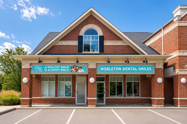 Exterior front entrance of the Nobleton Dental Smiles building