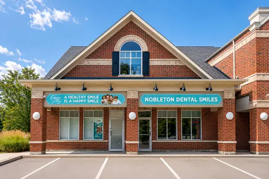 Exterior front entrance of the Nobleton Dental Smiles building