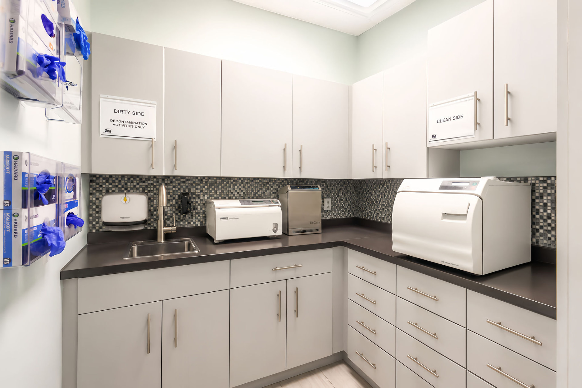 Clean and dirty side sterilization room at Nobleton Dental Smiles
