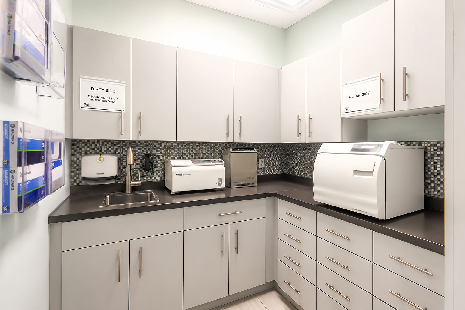 Clean and dirty side sterilization room at Nobleton Dental Smiles